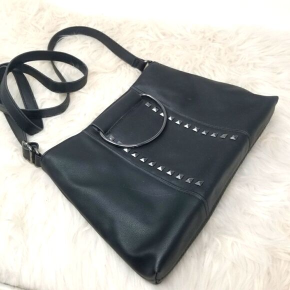 Black Faux Leather Crossbody Bag - Picture 1 of 12
